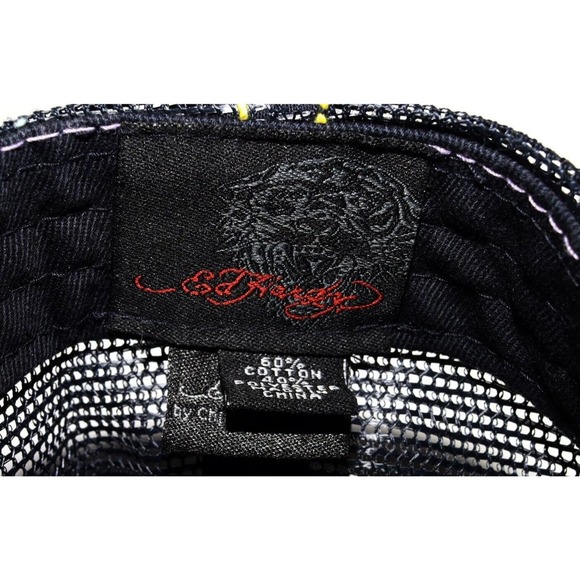 Ed Hardy Throwback Embellished Floral Roses Snapback Trucker Hat One Size - Picture 10 of 10